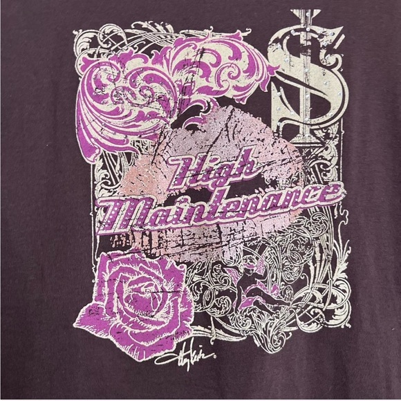 American Apparel Y2K High Maintenance Graphic Tee Brown XL - Picture 4 of 5